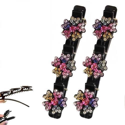 Women'S Braided Hair Clips, 2025 New Sparkling Crystal Stone Hair Clips, Short D