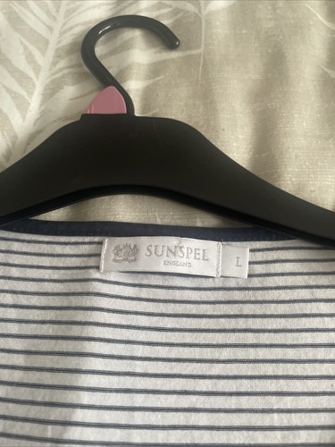 Sunspel Women’s T Shirt Top Large White Black Stripes Long Sleeve - Picture 2 of 8