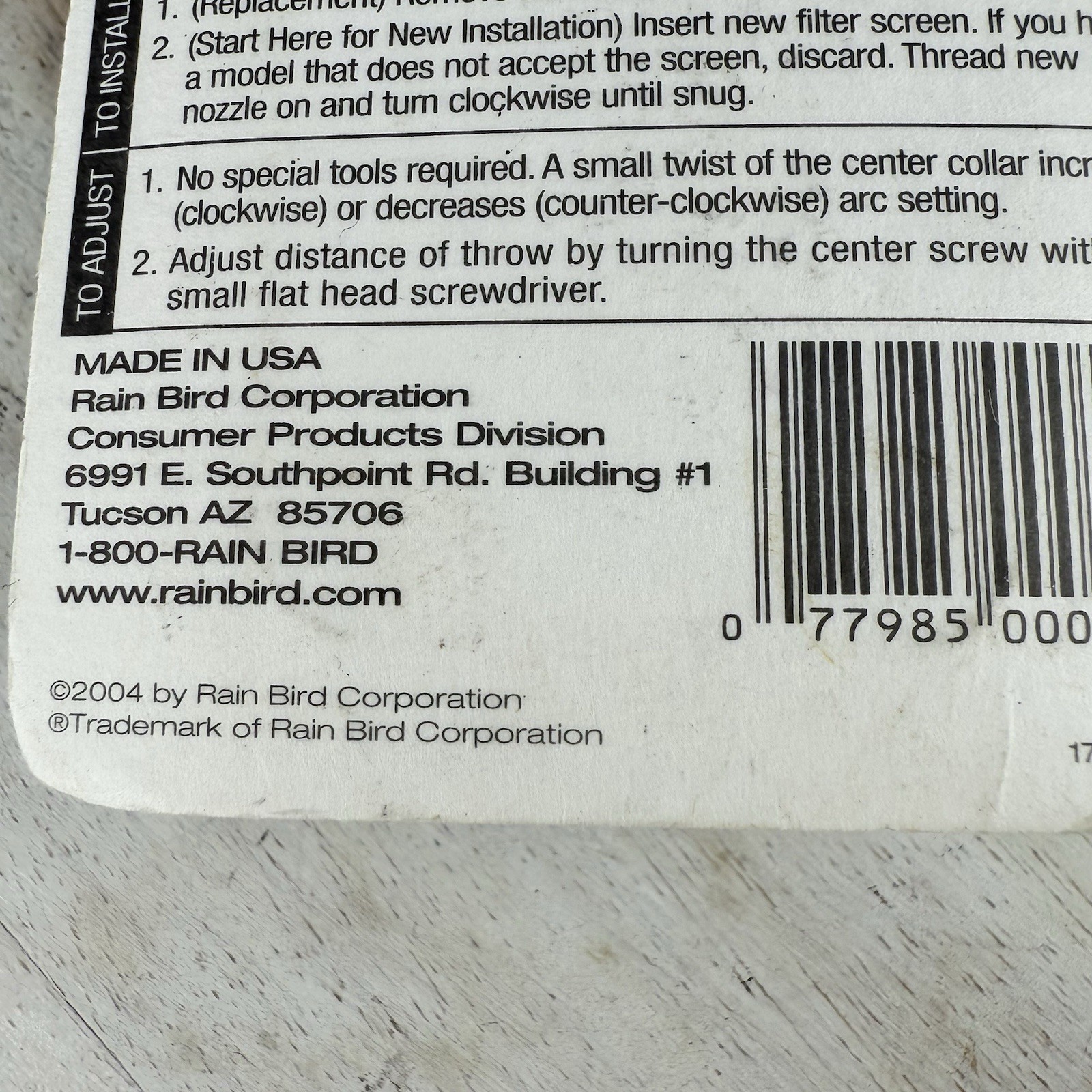 Rain Bird 18AP Adjustable Pattern Spray Nozzle, Adjusted up to 18' of throw