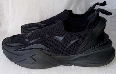 FENDI FLOW BLACK KNIT & RUBBER SNEAKERS SHOES SIZE 10
