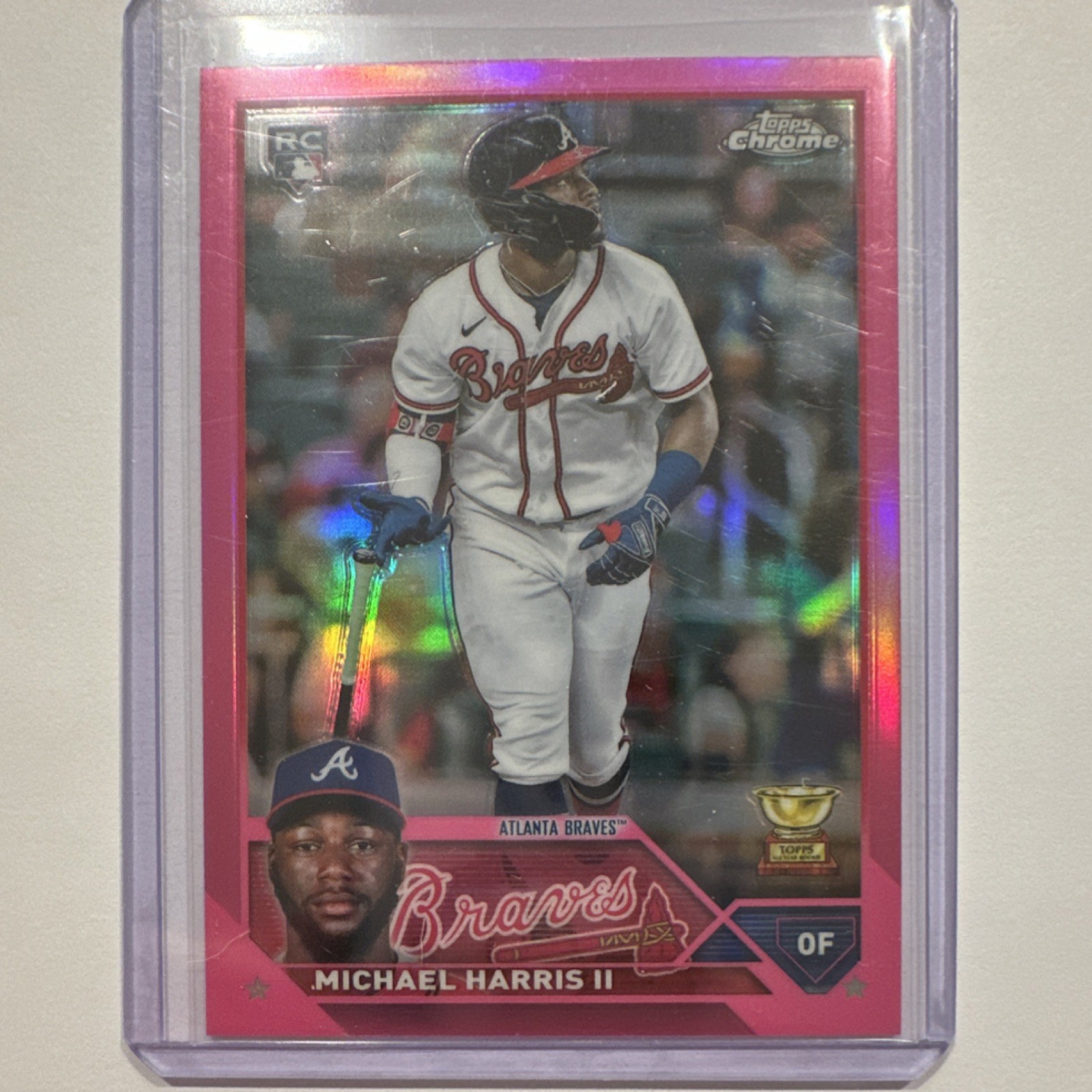 TOPPS CHROME 2023 MICHAEL HARRIS II ATLANTA BRAVES #79 PINK REFRACTOR ROOKIE