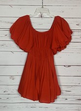 Princess Polly Women's Size 6 Red Short Puff Sleeve Cute Mini Party Summer Dress