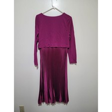 Soft Surroundings Pleated Midi Dress Womens Small Magenta Ex