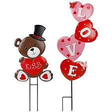 Valentines Day Decorations, 2 Pcs Valentines Yard Signs, Metal Stakes