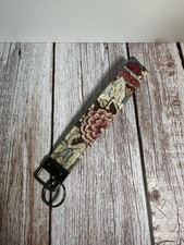 Handmade Boho Floral Print Wristlet Key Chain Key Ring