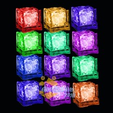12 Liquid Activated Light up Ice Cubes Food-g...