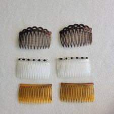 6 Vintage Style Unbranded Side Hair Combs Scallop France Rhine.,  Tort. Shell