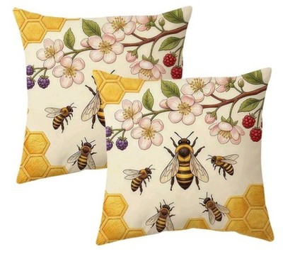 Schöne gelbe 2D Druck BIENE Kissenbezüge Bienen Honigbiene Dekokissen