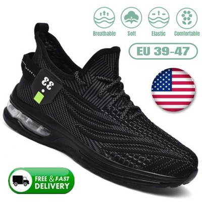 Men's Non-slip Black Running Shoes Mesh Sports Shoes Casual Breathable Sneakers
