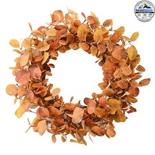 Fall Wreath 20 in Wreaths for Front Door Golden Eucalyptus Leaves Silk Round