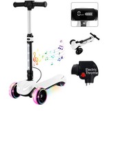 3 Wheels Electric Scooter for Kids w/LCD Screen, Bluetooth Music, Light-Up