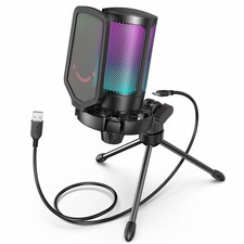 USB Condenser Microphone with RGB Lighting and Gain Control   for computer and g