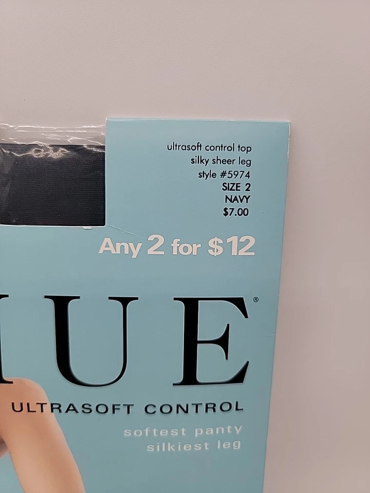 Hue Pantyhose Size 2 Med Navy Sleek Ultra Soft Control Top Sheer Leg 5974 LOT - Image 2 of 4
