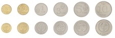 Kyrgyzstan 10 Tyiyn - 10 Som 6 Pieces Set, 2008-2009, KM #12-43, Mint