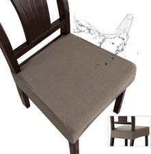 Waterproof Seat Covers for Dining Room Chair Covers Set of 8, Stretch Jacquard