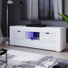 Modern White 2 Door 1 Drawer LED TV Unit Cabinet Storage Living Room Furniture