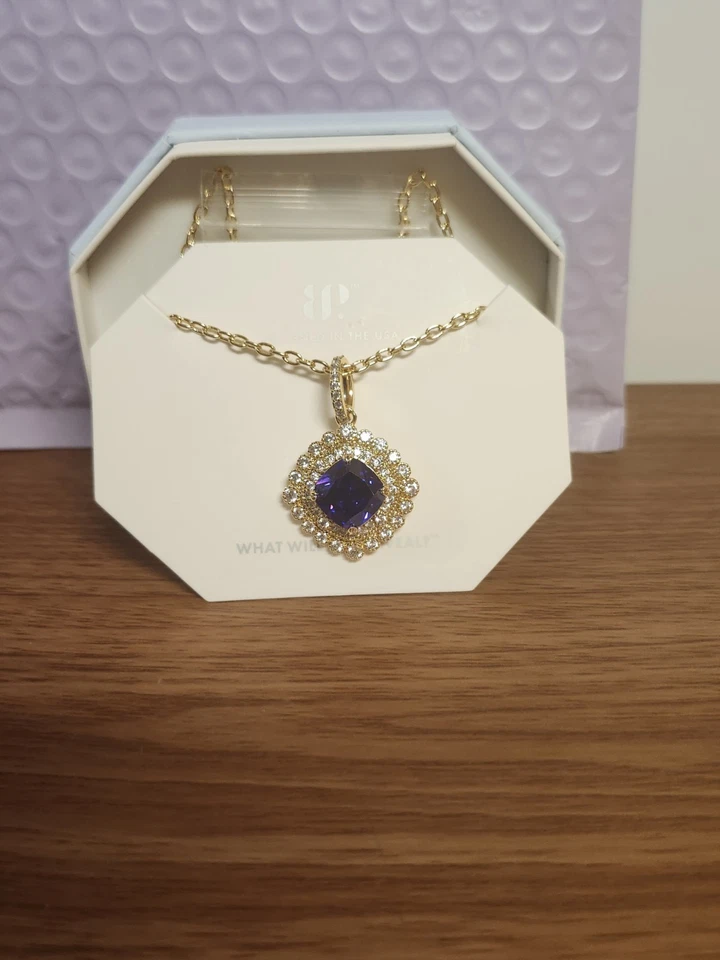 Collar Bomb Party OG NK94147 'Where Dreams Go' topacio púrpura circonita cúbica chapado en oro Foto 2 de 4