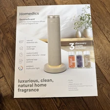 HOMEDICS SERENESCENT WATERLESS HOME FRAGRANCE DIFFUSER + 3 NATURAL OILS SET NEW
