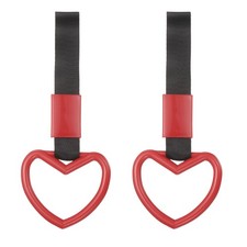2 Pcs Heart-Shaped Car Handle Strap Rear Bumper Warning Ring Red/Black