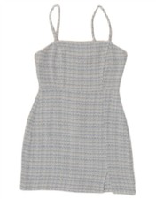 Zara Womens Sleeveless Bodycon Dress UK 8 Small Blue Check Cotton US10