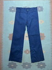 Vintage 70s denim bell bottom jeans flare pants wide leg dark wash NOS 34x32