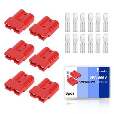Partastar 50A SB50 Red Anderson 600V for Solar RV Winch Audio,6pcs | Compatib...