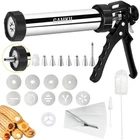 Churro Maker Machine Stainless Steel Gun Kit 4 Discs 5 Cookies Discs 6 Nozzle