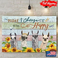Dictionary Theme Cute Llamas With Sunflowers And Dragonflies Today I Choose T...