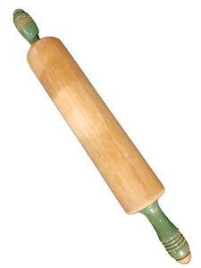 Vintage 17" Rolling Pin with Green Handles VGC Including 1977 Pastry  Mat