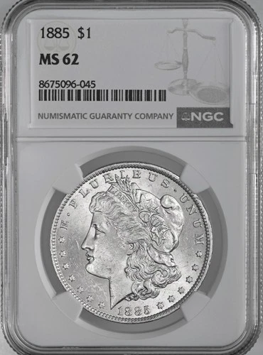 1885-O  $1  MORGAN SILVER DOLLAR  NGC MS62  #8675096-045  (NGC LABEL ERROR)