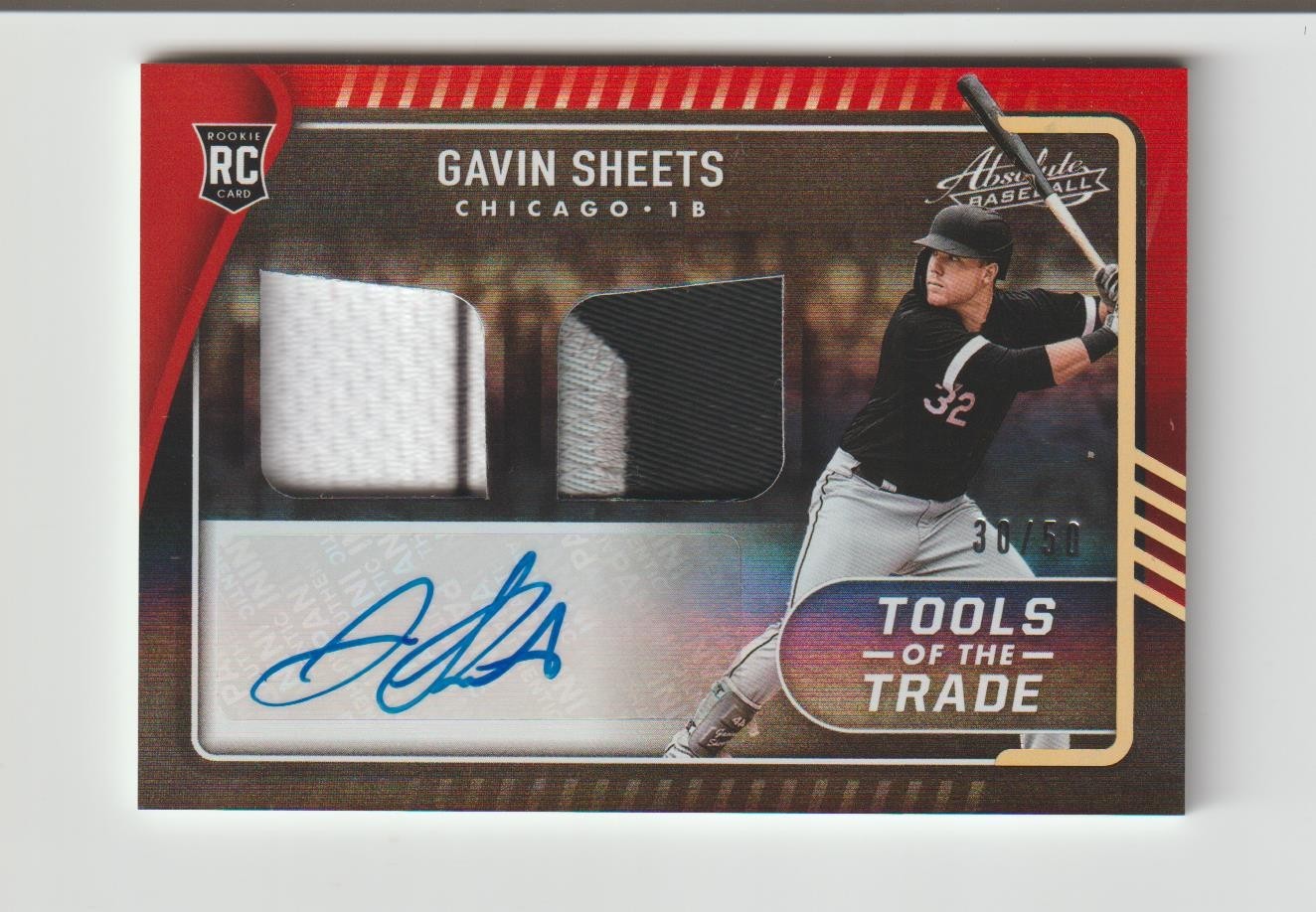 2022 Absolute Gavin Sheets 30/50 Rookie Red Auto Dual Patch Tools Of The Trade