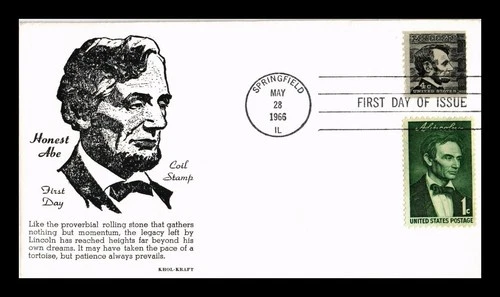 DR JIM STAMPS US COVER ABRAHAM LINCOLN 4C COIL FDC COMBO KHOL KRAFT CACHET