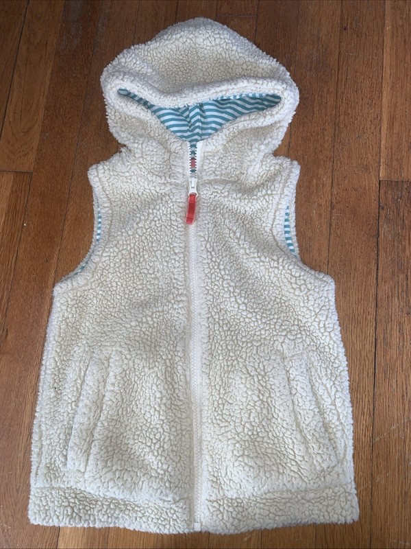 Mini Boden Girls Sherpa Vest Size 6-7 Cream Color