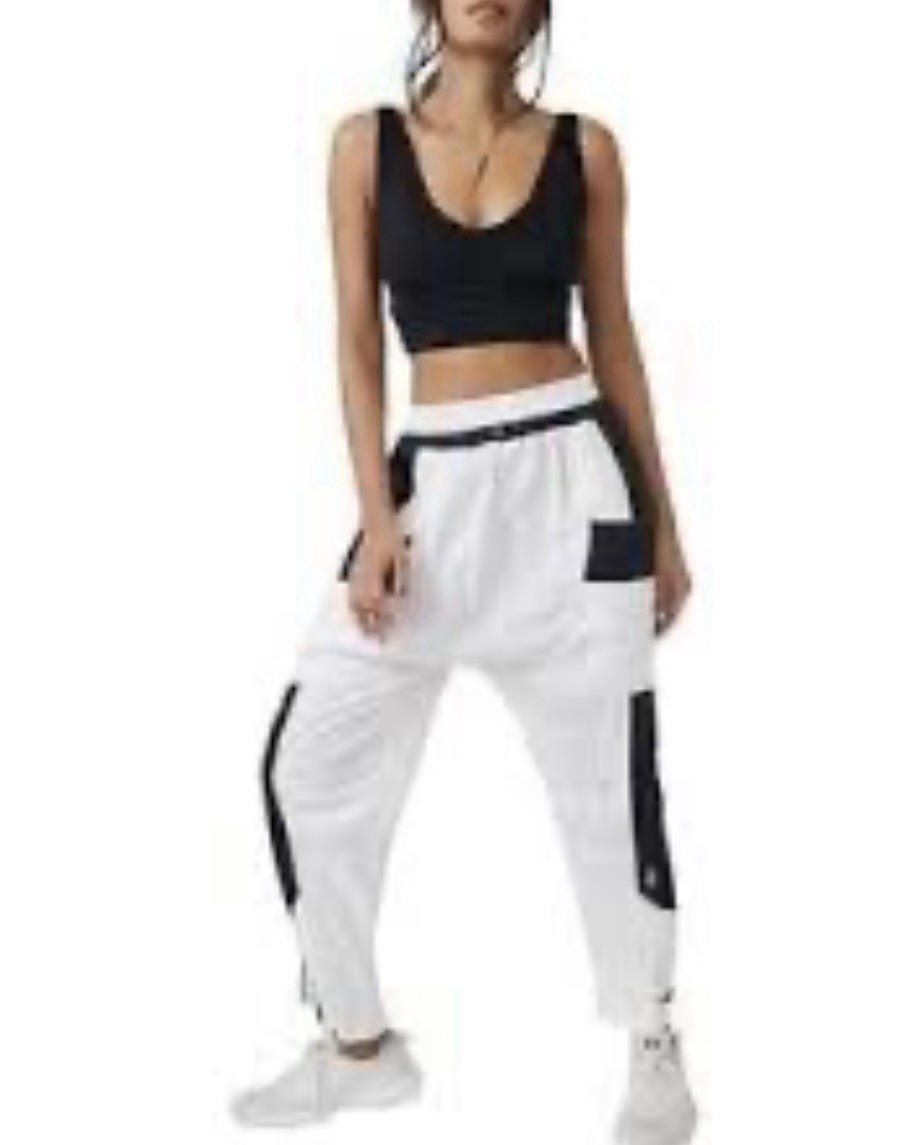 FP MOVEMENT FREE PEOPLE NEW! Black/White TRICKED OUT COLORBLOCK Cargo Pants XS