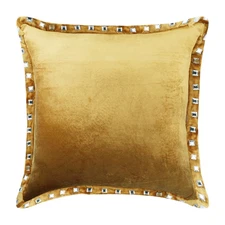Gold Decorative Throw Pillow Cover, 16"x16" velvet Cushion - Gold Crystal Palace