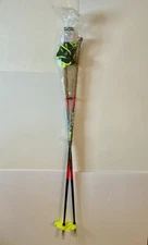 NEW - LEKI Mezza Race Ski Poles - Bright Red-Black-Neonyellow - 120 cm