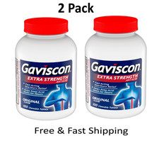 Gaviscon Extra Strength Chewable Antacid Tablets, Original 100 ea 2 pack