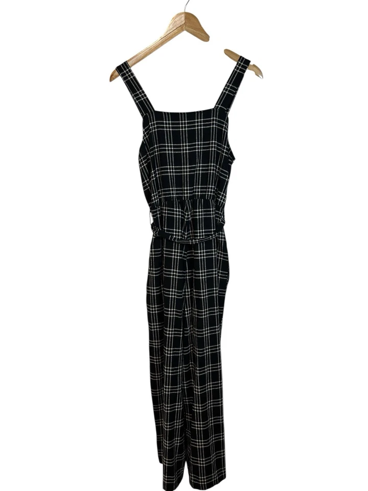 American Eagle 女式中号黑白格子连身裤口袋纽扣 — 第 4/4 张图片