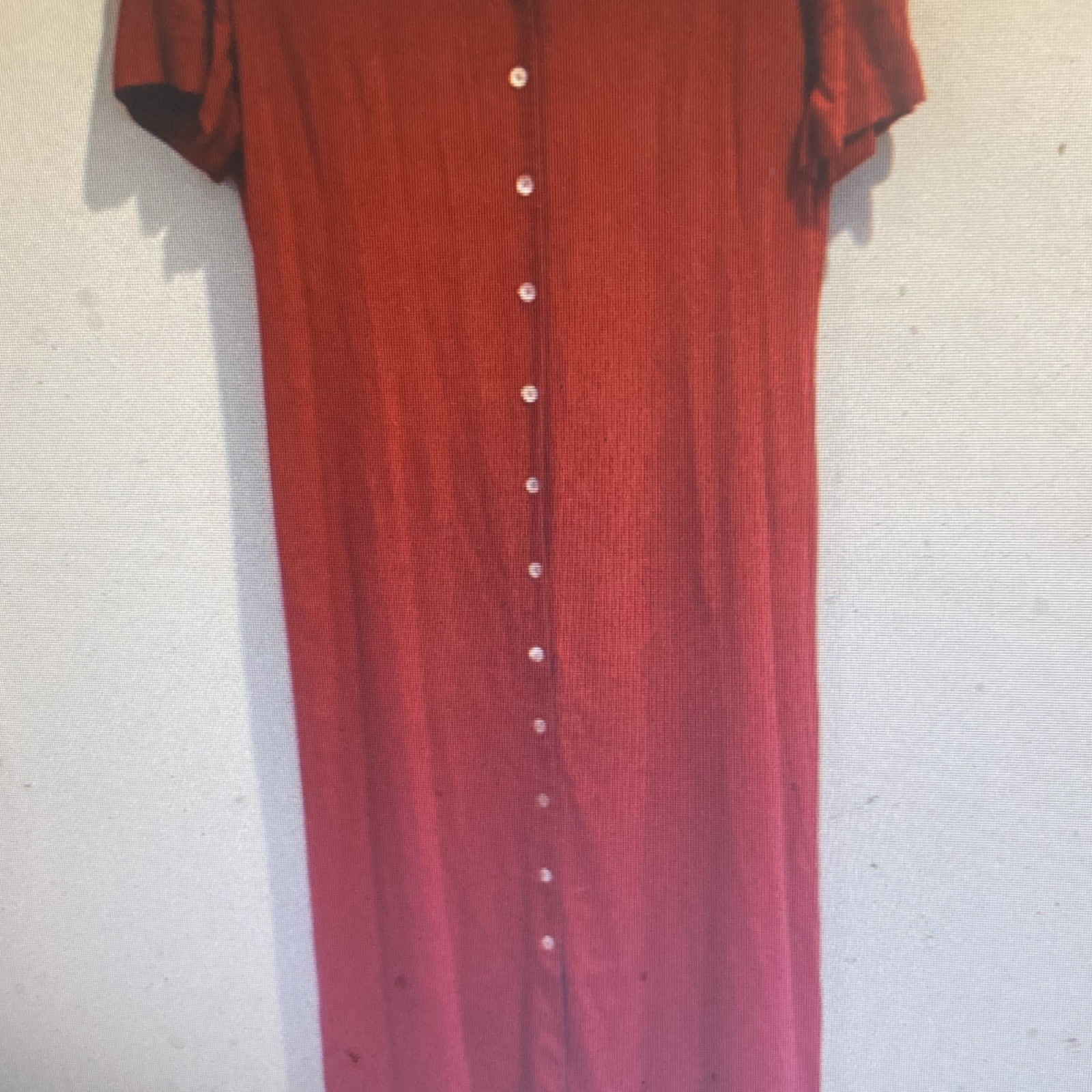 Talbots Red Collared Button Front Midi Shirt Dres… - image 6