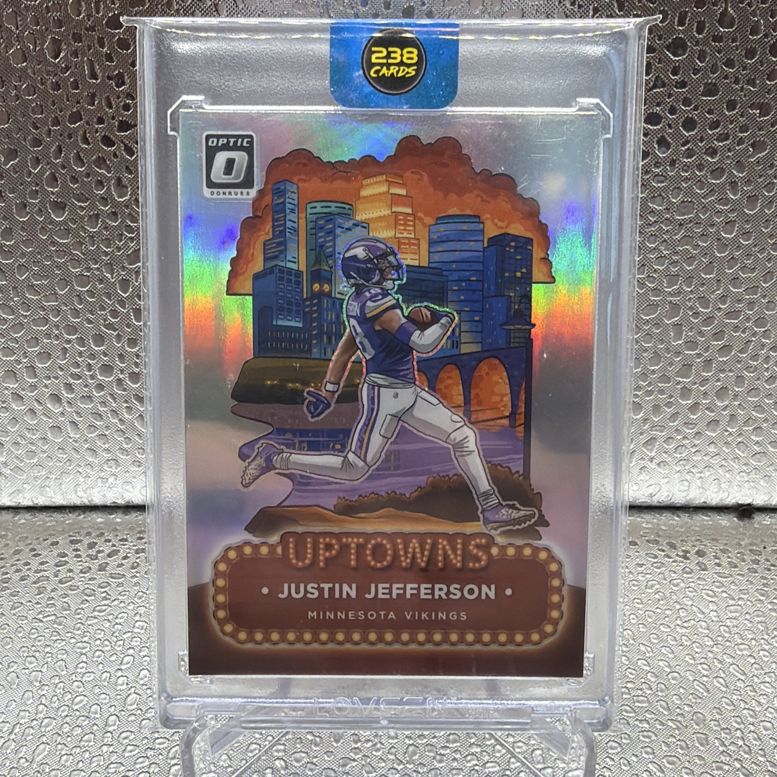 Justin Jefferson #19 Football Cards 2024 Panini Donruss Optic Uptowns trading card — raw and PSA graded price guide