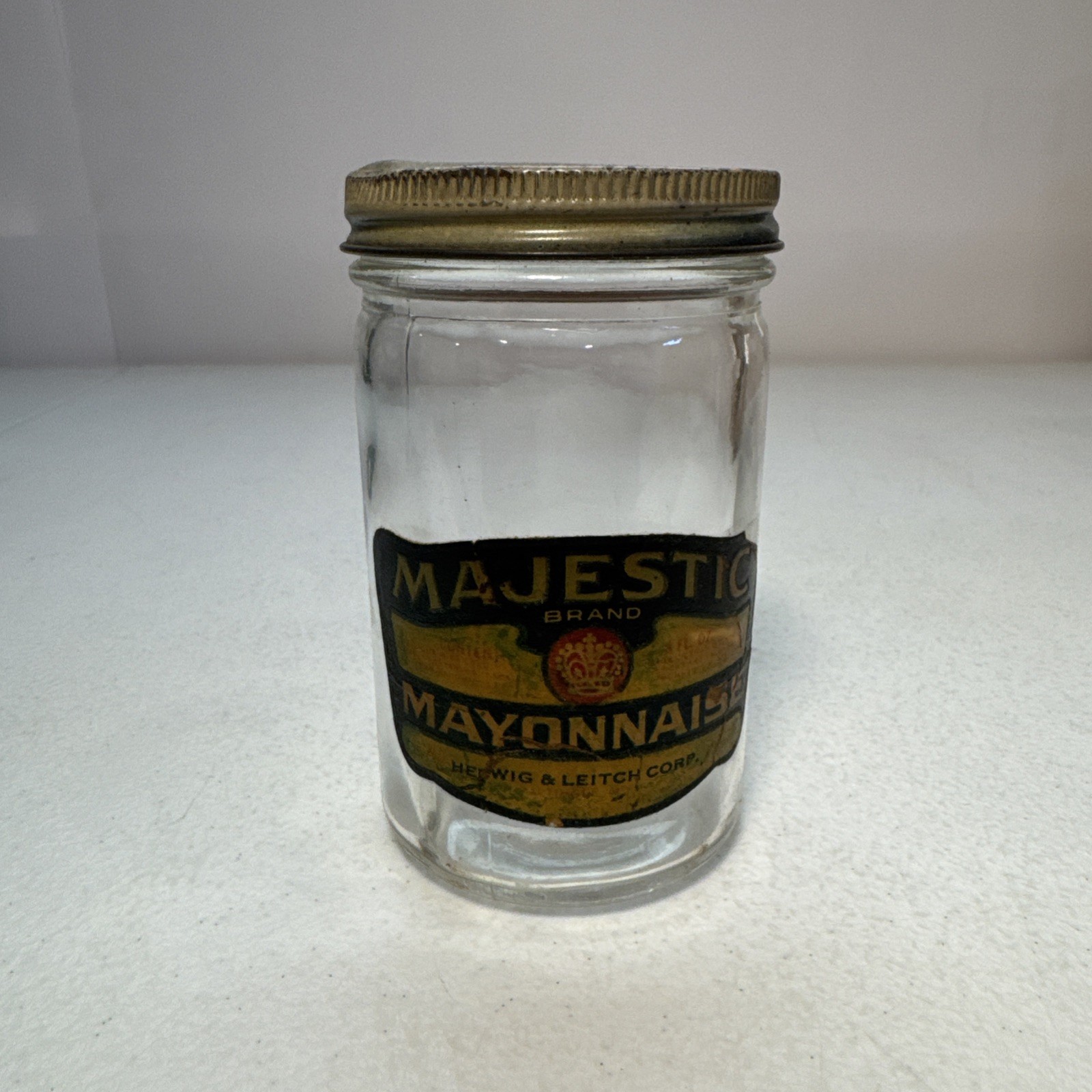 Vintage Majestic Mayonnaise Glass Jar With Lid Herwig & Leitch Corp.