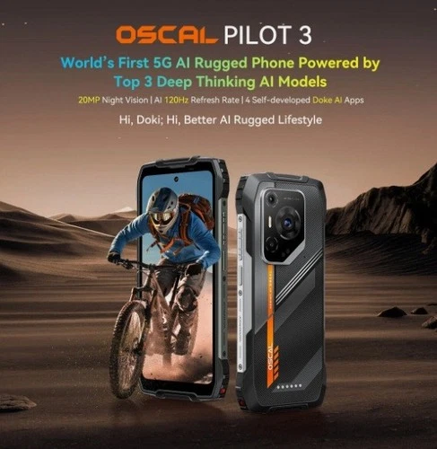 OSCAL PILOT 3 5G AI Rugged Phone 36GB+256GB 2.4K Display 120Hz 7500mAh NFC 50MP