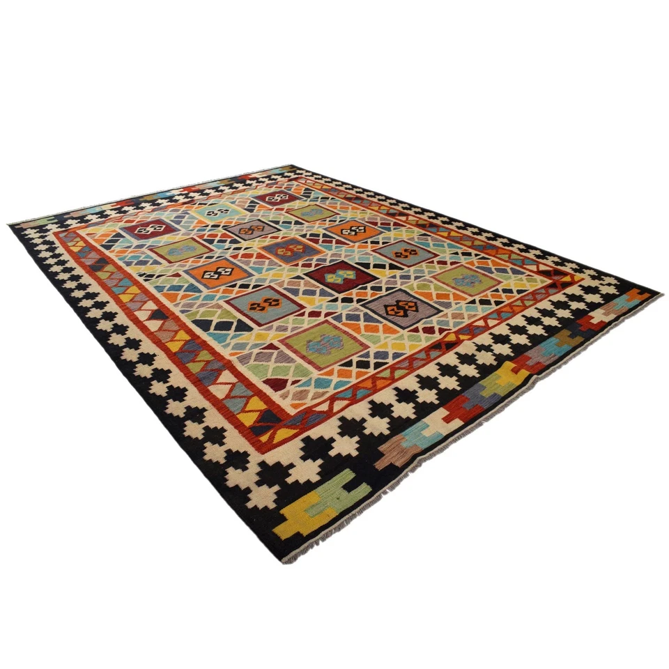 Amazing Hand Knotted Vintage Turkish Kilim Kilm Wool Area Rug 11.83x8.53 ft - Image 4 of 4