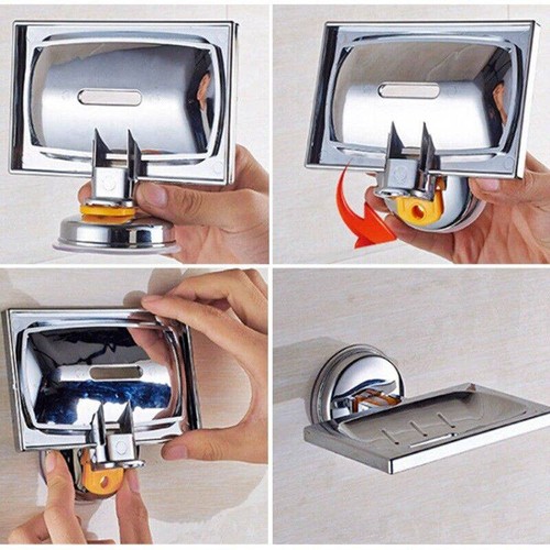 Bandeja Soporte Jabonera Baño Cromo Almacenamiento Succión Accesorio Succión Ducha - Imagen 5 de 9