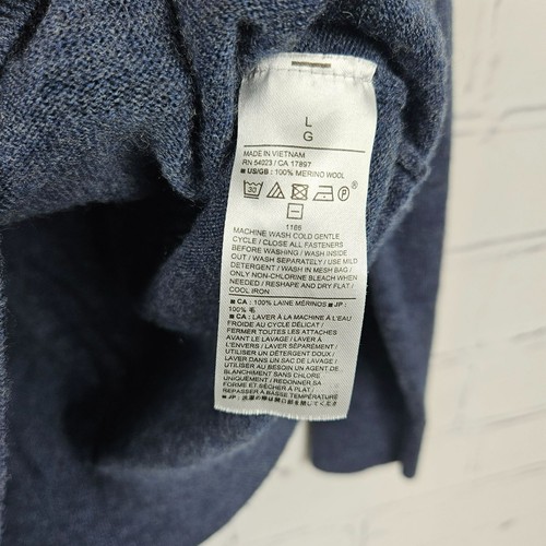 Polo Banana Republic uomo blu manica lunga L 100% lana merino colletto - Foto 5 di 14