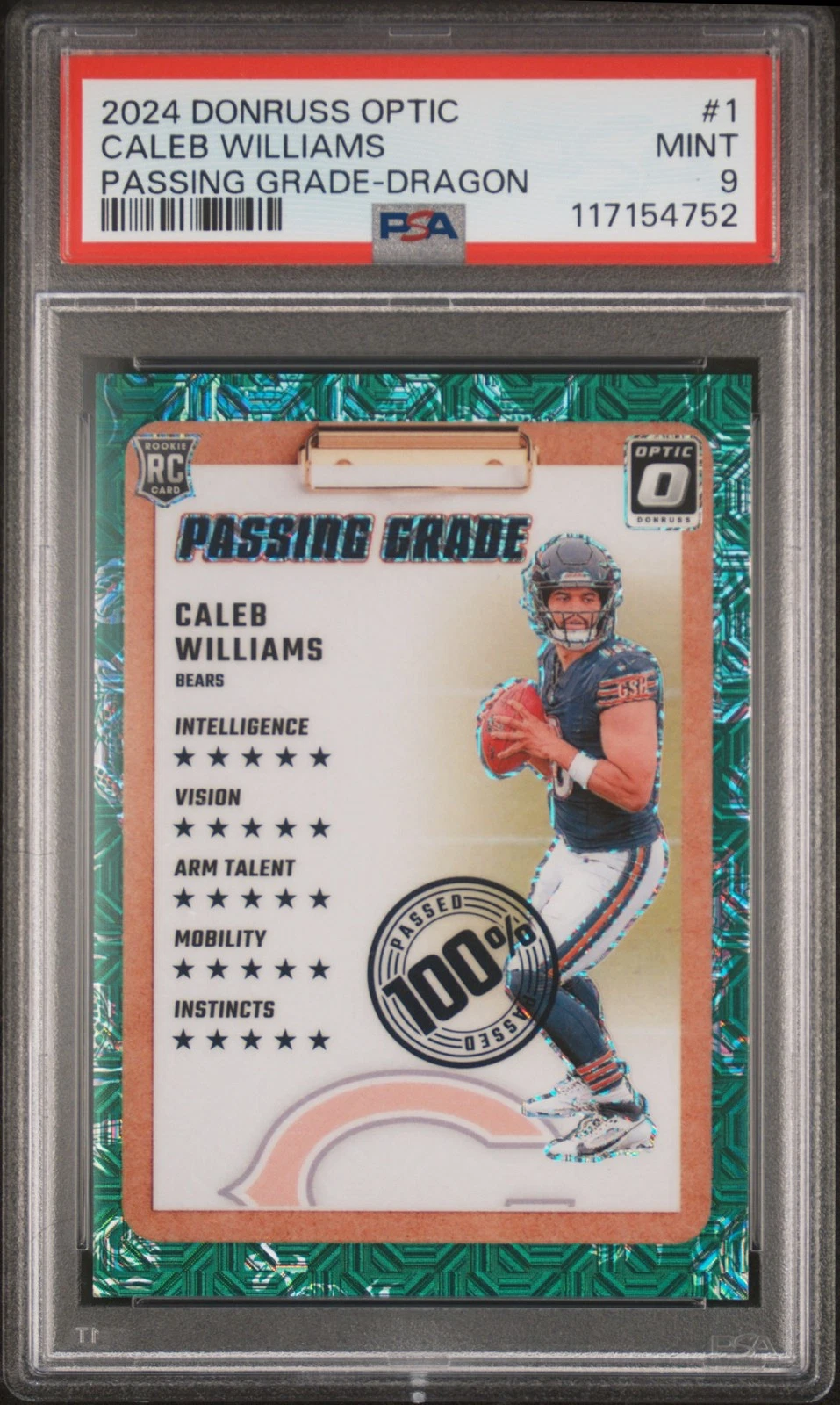 Caleb Williams Panini Donruss Optic Passing Grade #1 Dragon