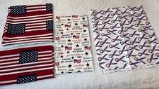 USA patriotic pattern fabric, lot of 3 different patterns, red, white, blue