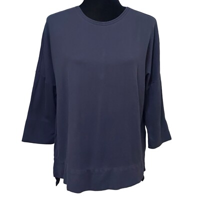 J Jill Navy Ponte Pullover Top XS Minimalist Relaxed Fit Tunic Style