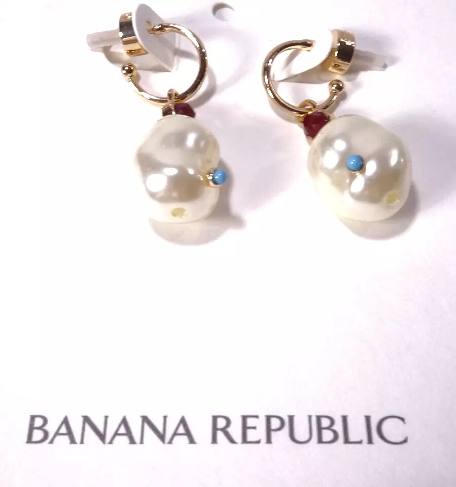 Banana Republic Women s Freshwater Pearl Crystal Turq Hoop