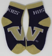 Washington Huskies NCAA Stripe Front 1/4 Quarter Kids Youth Socks *Toddler 3-8